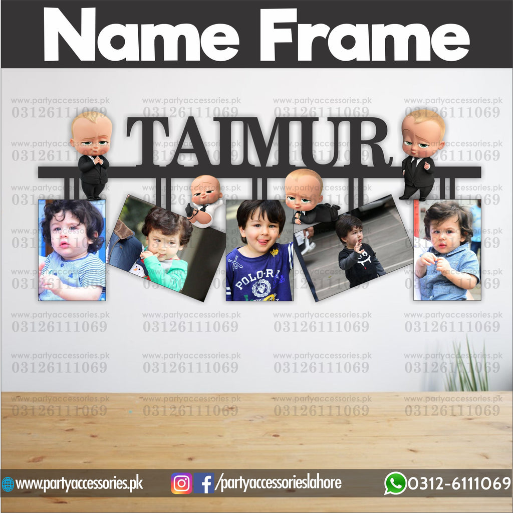 Customized wall NAME Frame in boss baby theme with 5 images