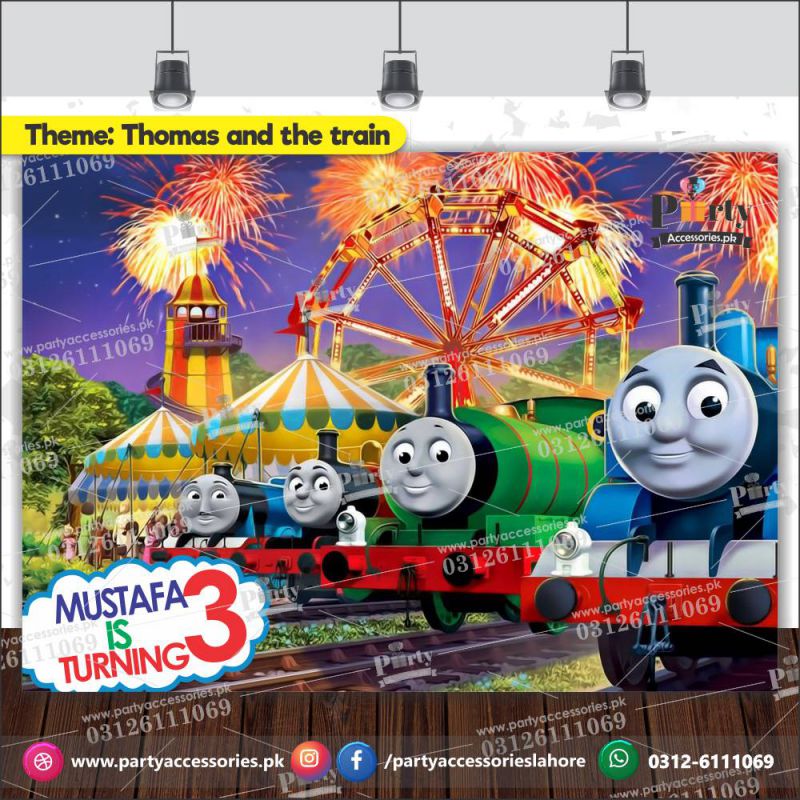 Tomas the Train Theme Customized Birthday Party Backdrop