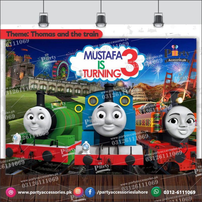 Tomas the Train Theme Birthday Backdrop for Wall Decoration
