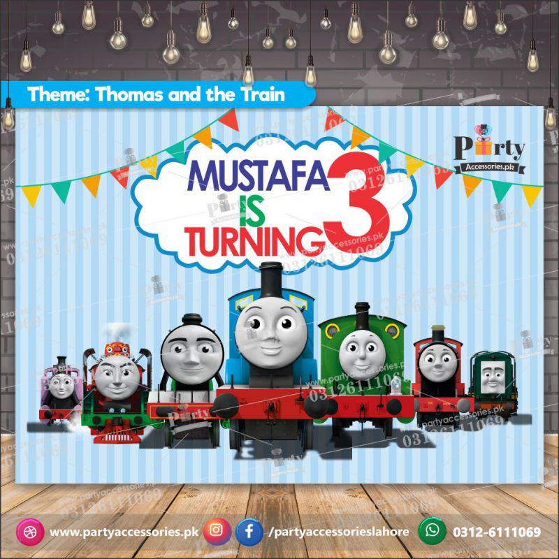Customized Tomas the Train Theme Birthday Backdrop