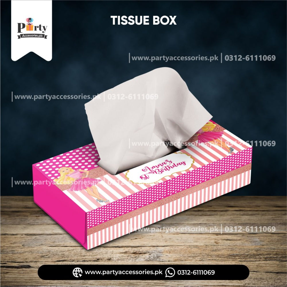 barbie doll birthday theme customized tissue box t