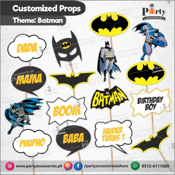 Customized props set for Batman theme birthday party