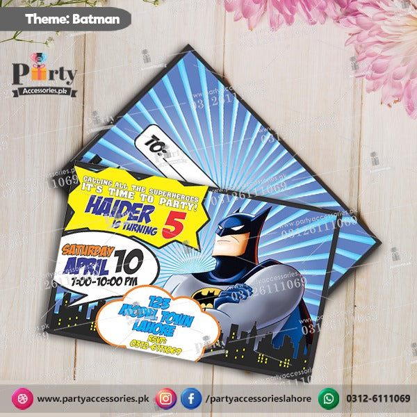Customized Batman theme Party Invitation Cards for birthday parties