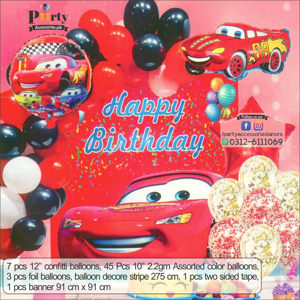 Mcqueen birthday theme party decorations set garland backdrop kit