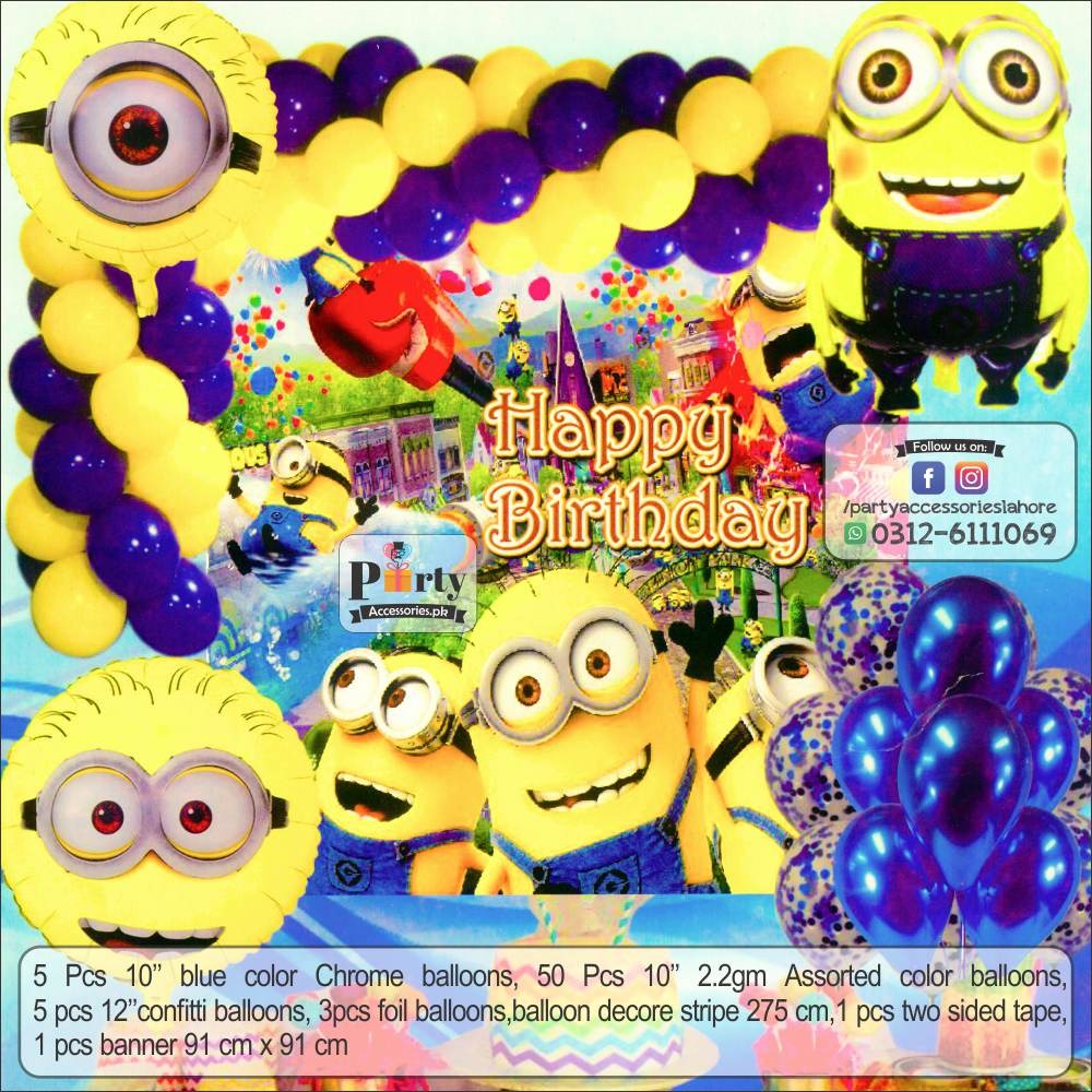 Minion birthday theme party decorations set garland backdrop kit
