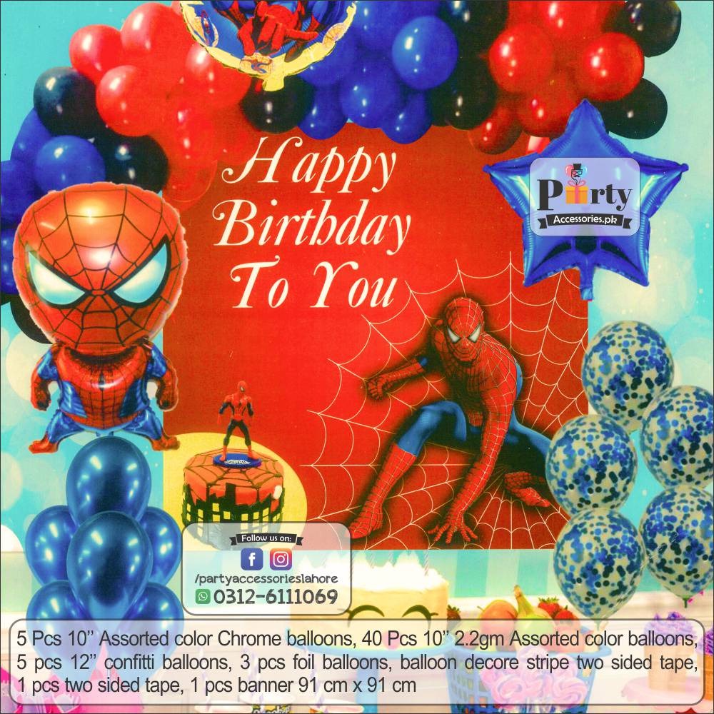 Spiderman birthday theme party decorations set garland backdrop kit