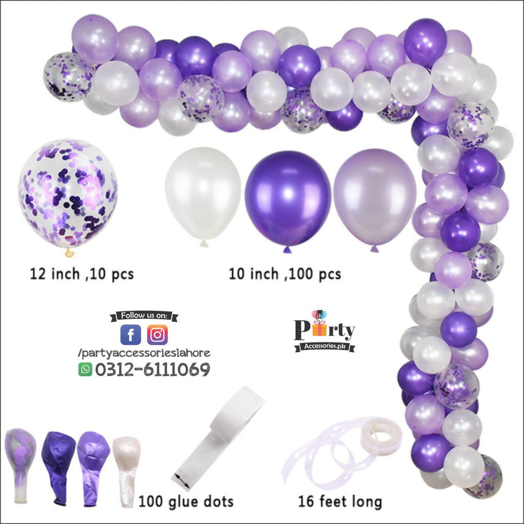 Balloon Arch Set Garland kit DIY with Purple confetti