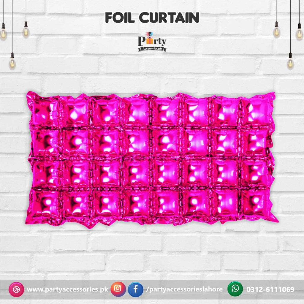 pink foil curtains air filled