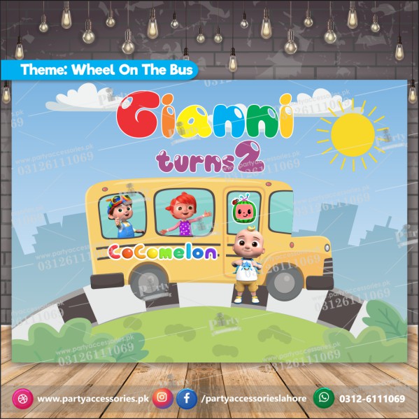 Customized Wheels on the bus Theme Birthday Party Backdrop