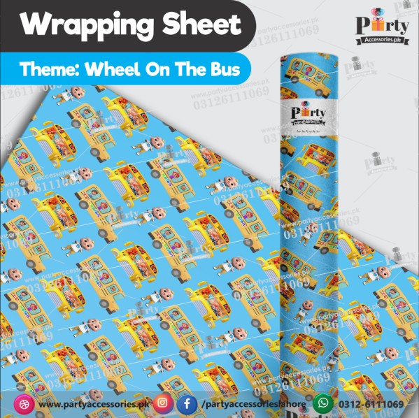 Gift wrapping sheets for Wheels on the Bus theme birthday party