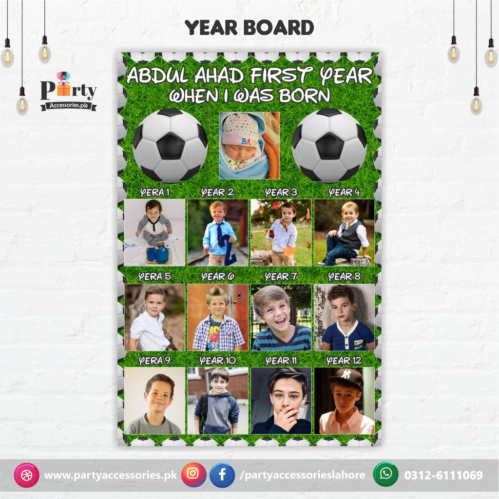 Customized Month wise year Picture board in Football theme birthday (year board)