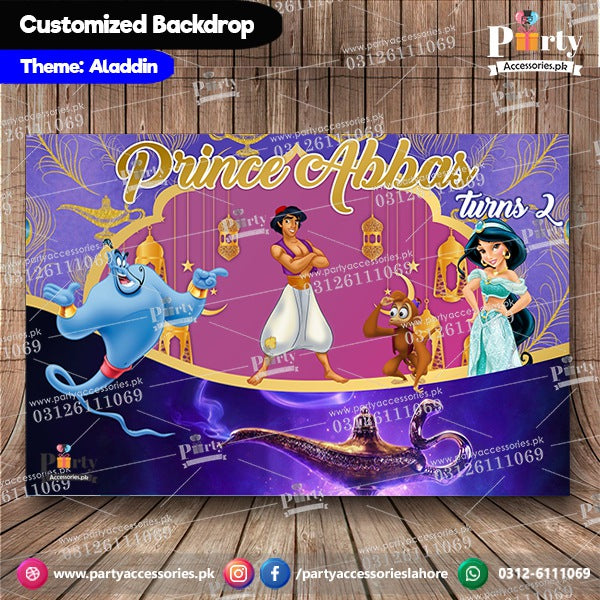 Customized Aladdin Princess Theme Birthday Party Backdrop