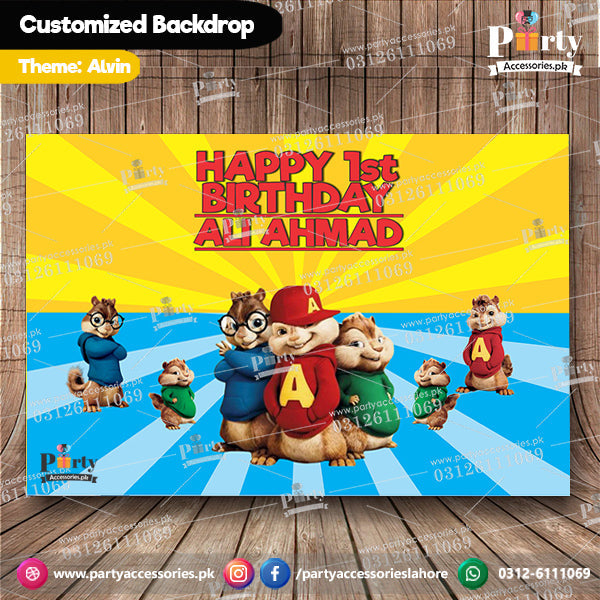Customized Alvin and the Chipmunks Theme Birthday Party Backdrop