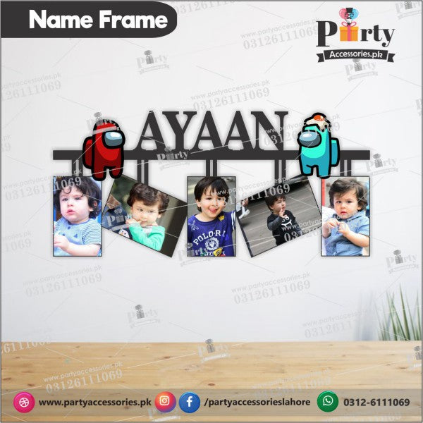 Customized Wall NAME frame in Among Us theme Birthday Party
