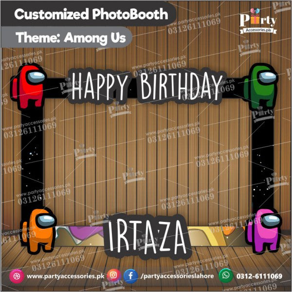 Customized Photo Booth / Selfie frame in Among Us theme birthday party