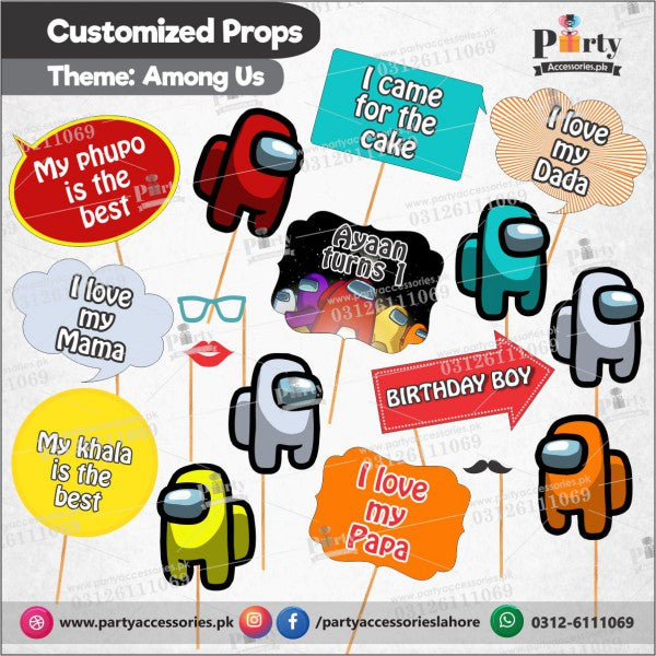 Customized props set for Among Us theme birthday party