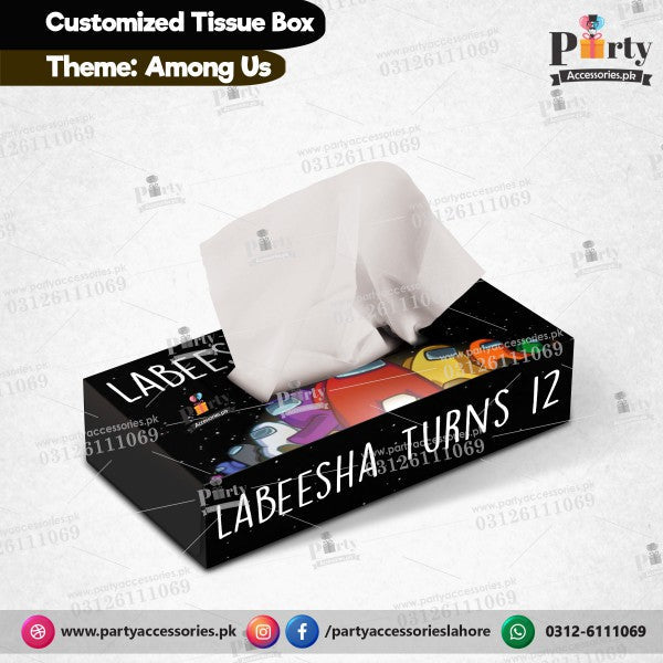 Customized Tissue Box in Among Us theme birthday table Decor