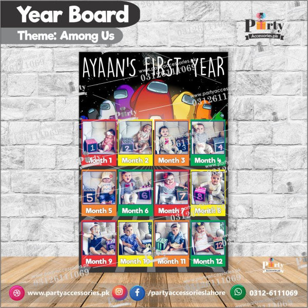 Customized Month wise year Picture board in Among Us Theme (year board)