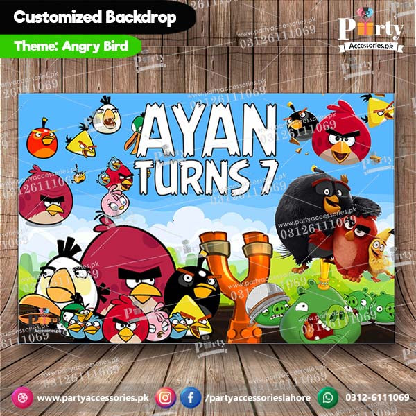 Customized Birthday Party Backdrop in Angry Birds Theme 
