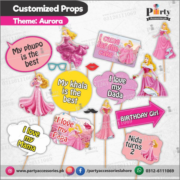 Customized props set for Aurora Princess theme birthday party