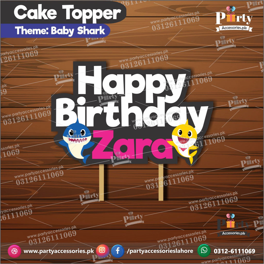 Baby shark theme customized card cake topper for birthday party cake decoration