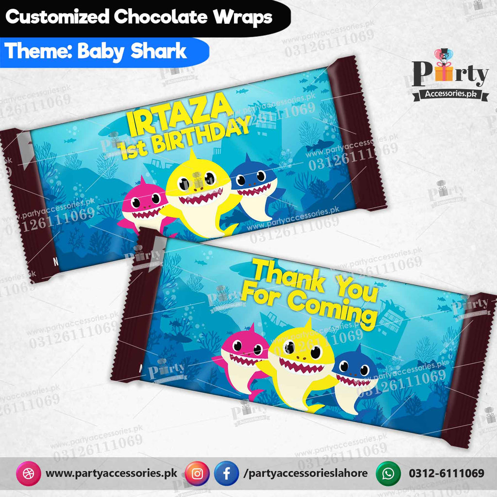 Customized Baby shark theme chocolate wraps 
