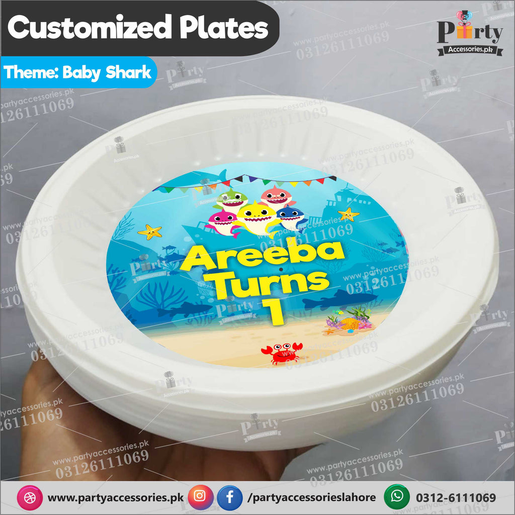 Customized disposable Paper Plates for Baby shark theme party 