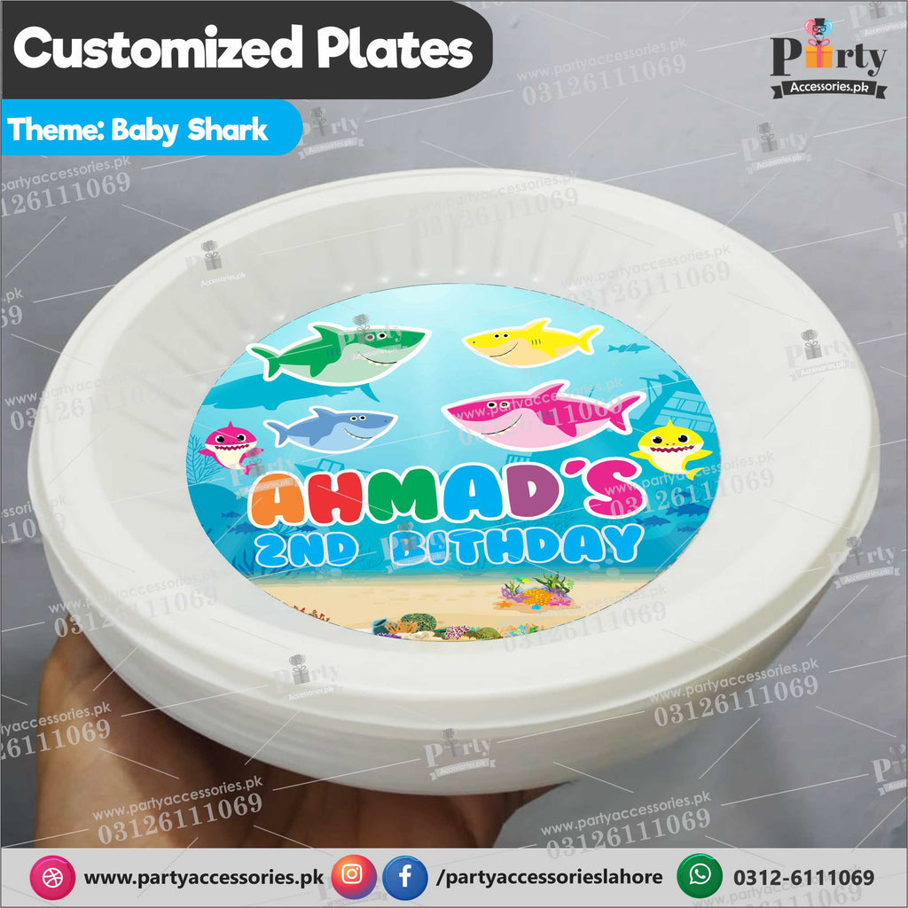 Baby shark theme customized disposable plates 