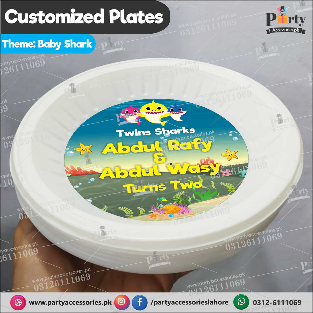 Customized disposable Plates for Baby shark Theme 