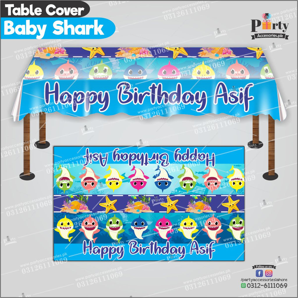 Customized Baby shark Theme Birthday table top sheet cover