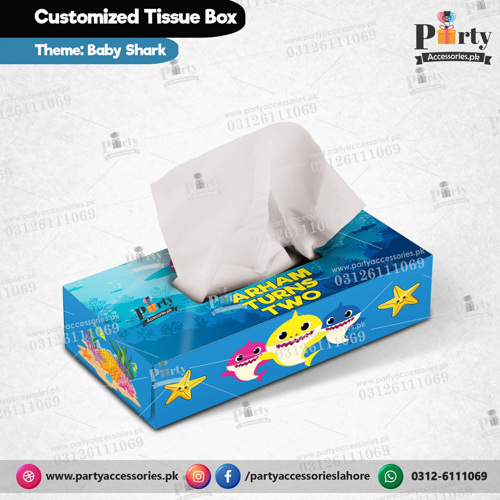 Customized Tissue Box for Baby shark theme birthday Celebration