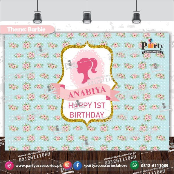 Barbie Theme Customized Birthday Party Backdrop for Wall Decoration