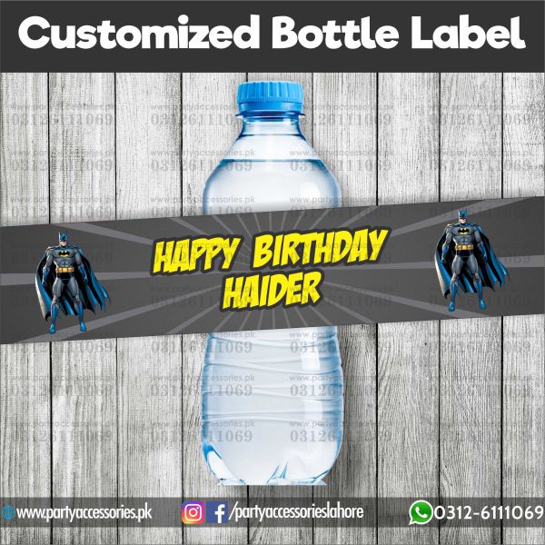 Batman theme Customized Bottle Label wraps for table decoration