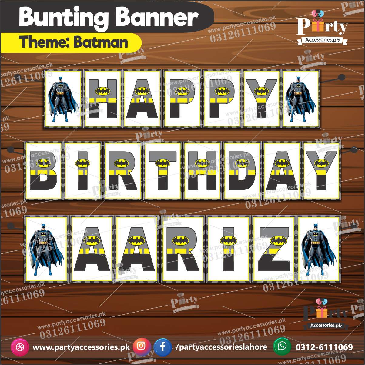 Batman Birthday Banner - Custom Name Design | Party Wall Decoration – PartyAccessories.com.pk for Free Printable Batman Birthday Banner
