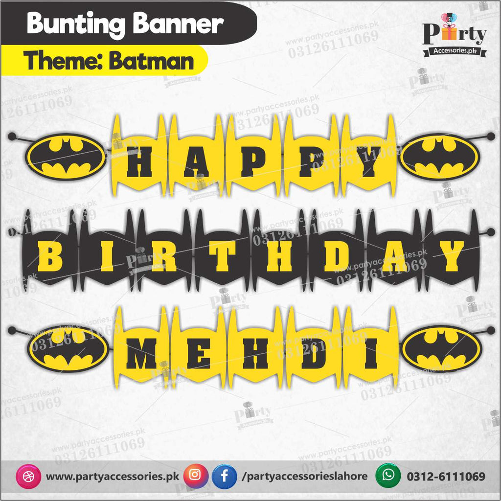 Customized batman theme Birthday Bunting Banner cutout