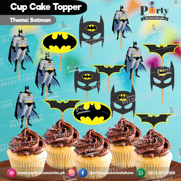 Batman theme customized birthday cupcake toppers set cutouts