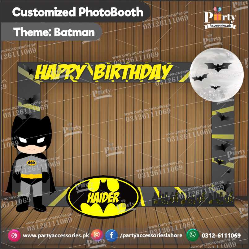 Batman theme Customized Photo Booth / Selfie frame for Birthay Party Celebration 