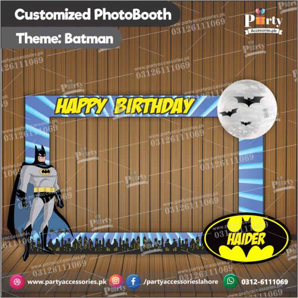Customized Photo Booth / Selfie frame for Batman theme birthday party