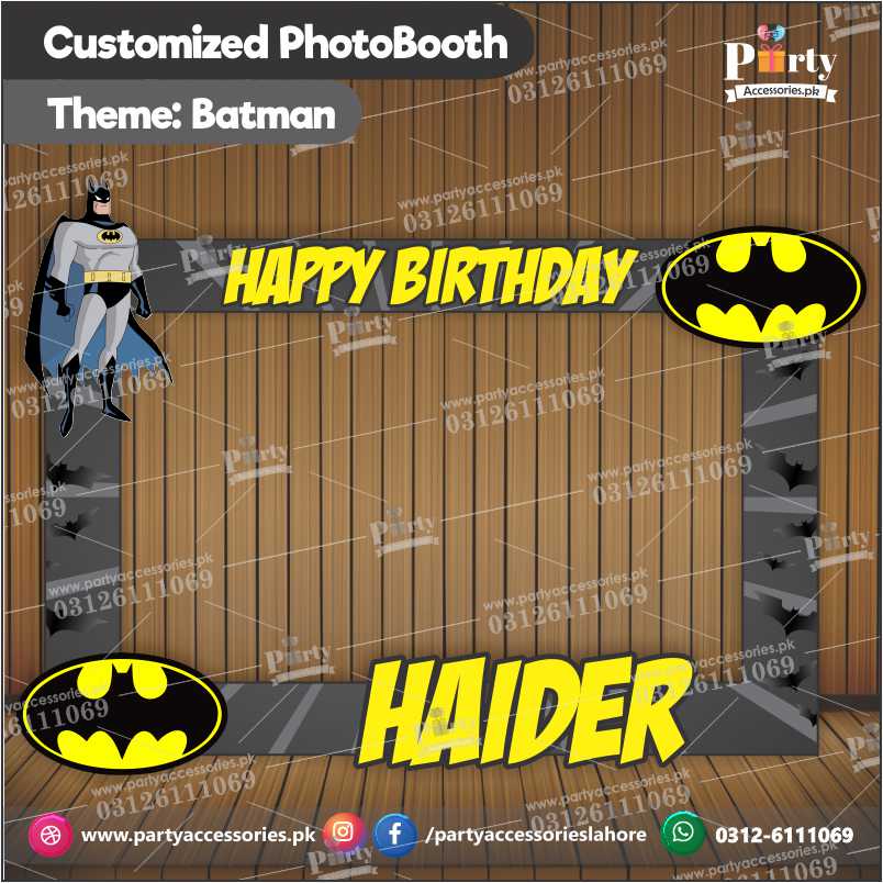 Customized Photo Booth / Selfie frame for Batman party