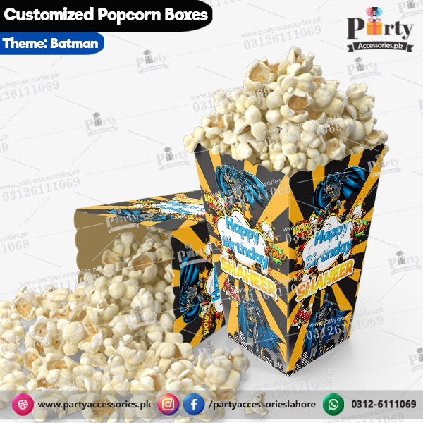 Customized Popcorn boxes for Batman themed birthday party