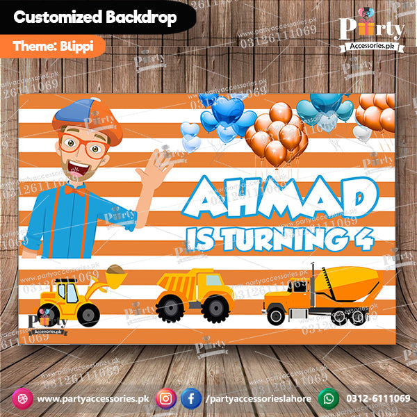 Blippi theme customized backdrop for birthday party wall decoration 
