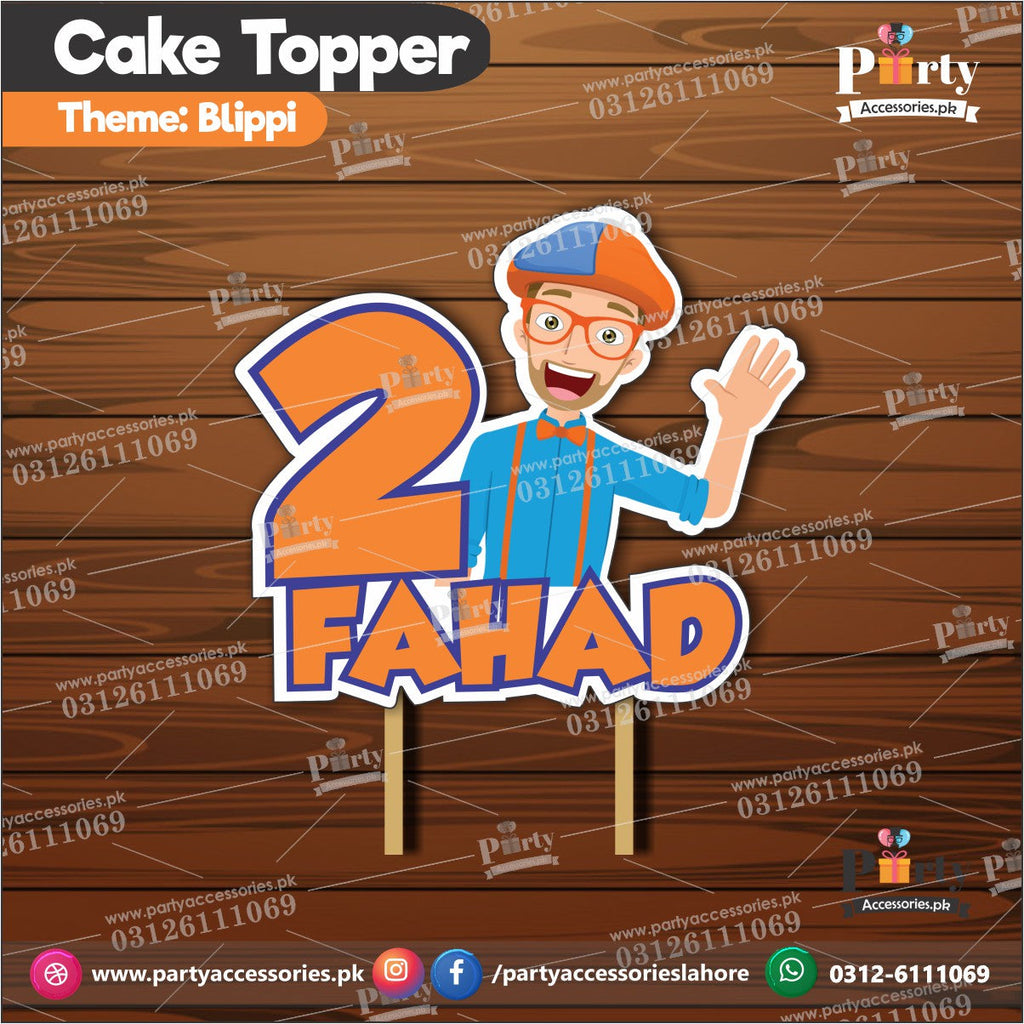blippi theme customized cake topper for table decor 