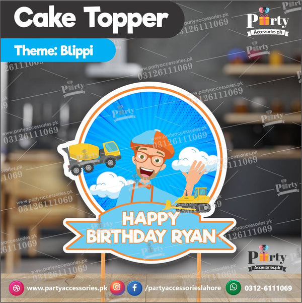 Blippi theme birthday Card cake topper customized table decoration ideas