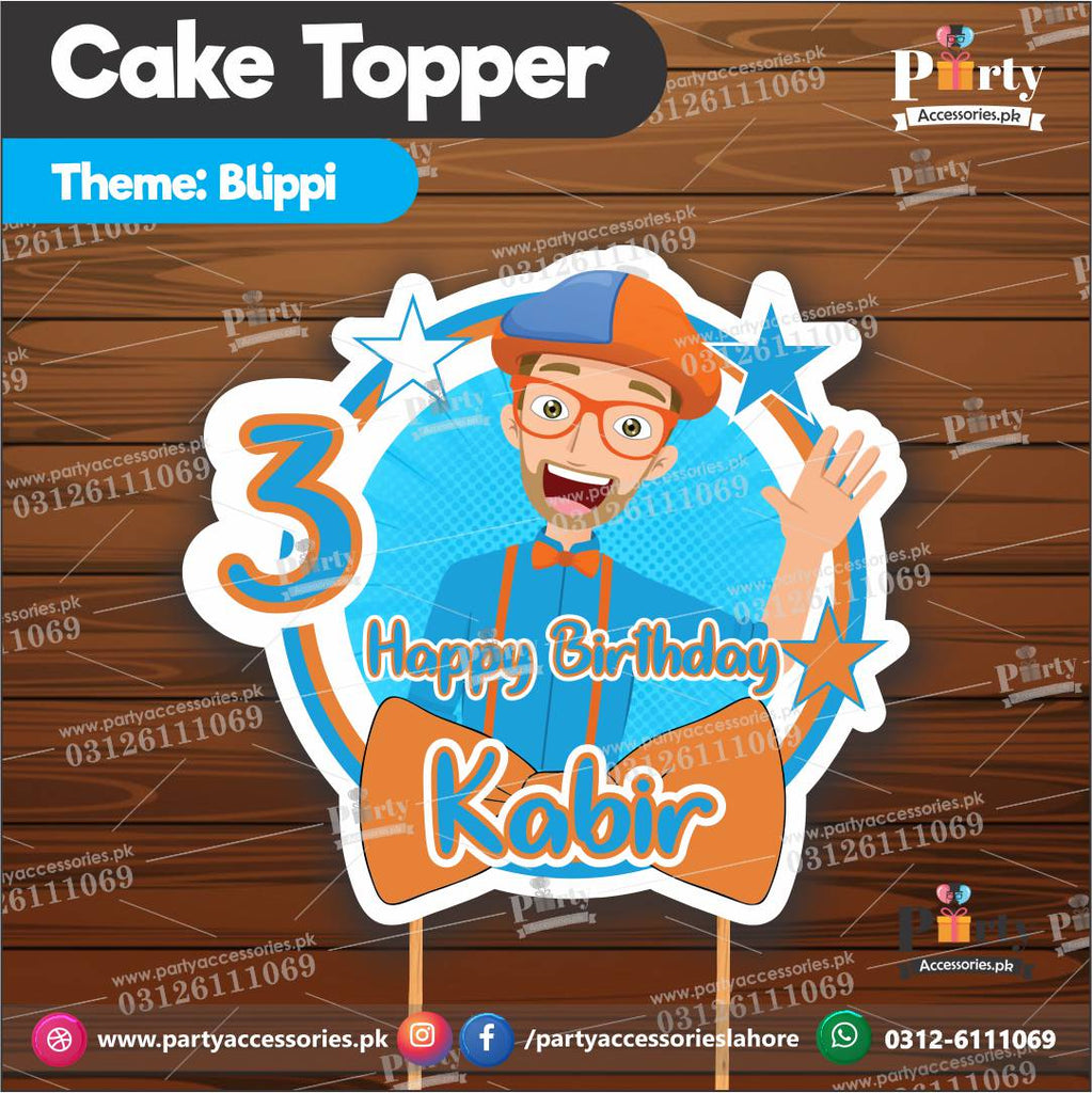 Blippi theme birthday card cake topper 