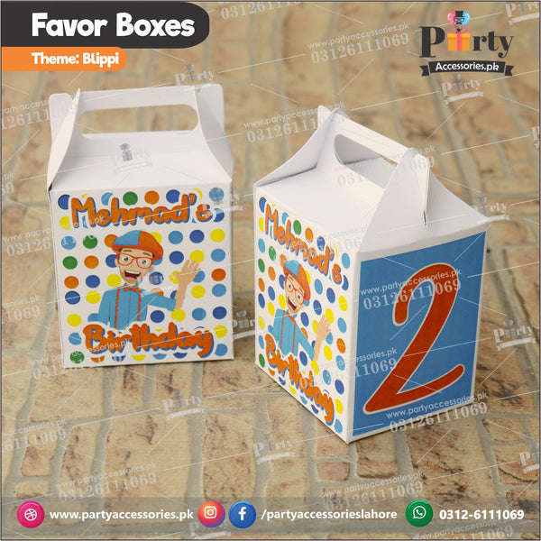 Customized Blippi theme Favor / Goody Boxes table decoration ideas