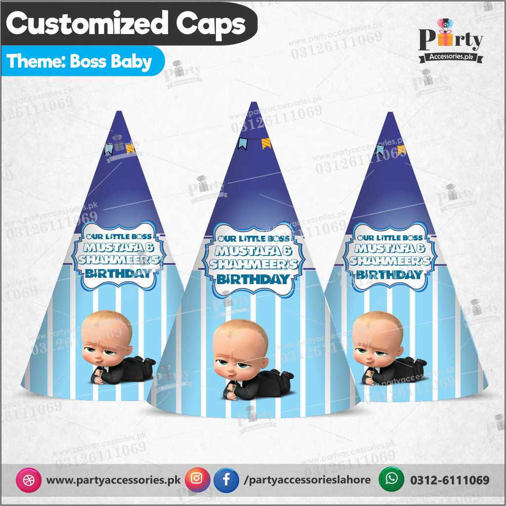 Customized Cone shape caps for Boss Baby theme birthday party