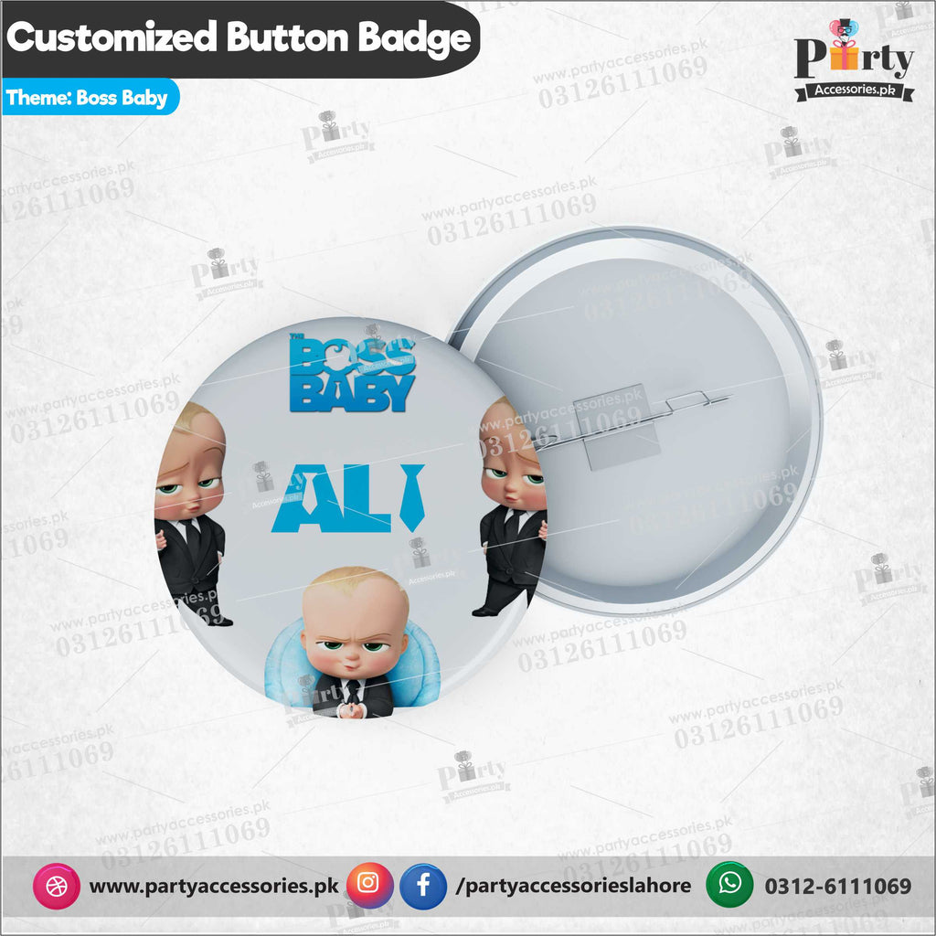 Boss Baby birthday theme customized button badge