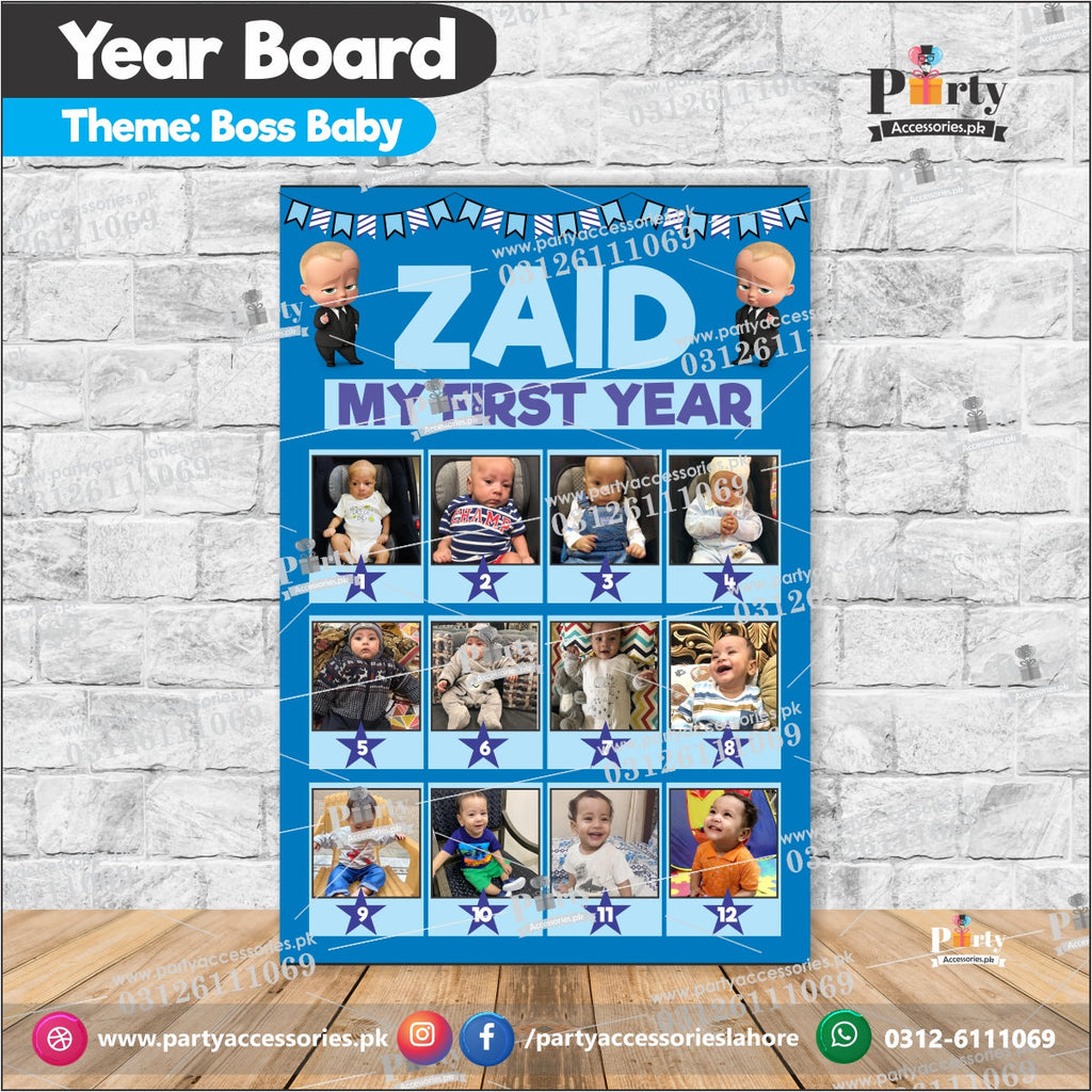 Customized Month wise year Picture board in Boss baby theme (year board)