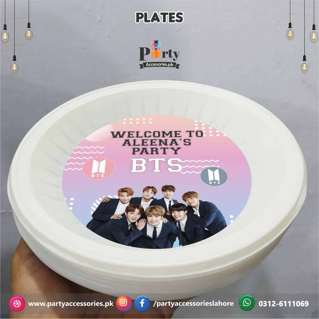 Bts theme customized disposable plates for birthday party table decoration