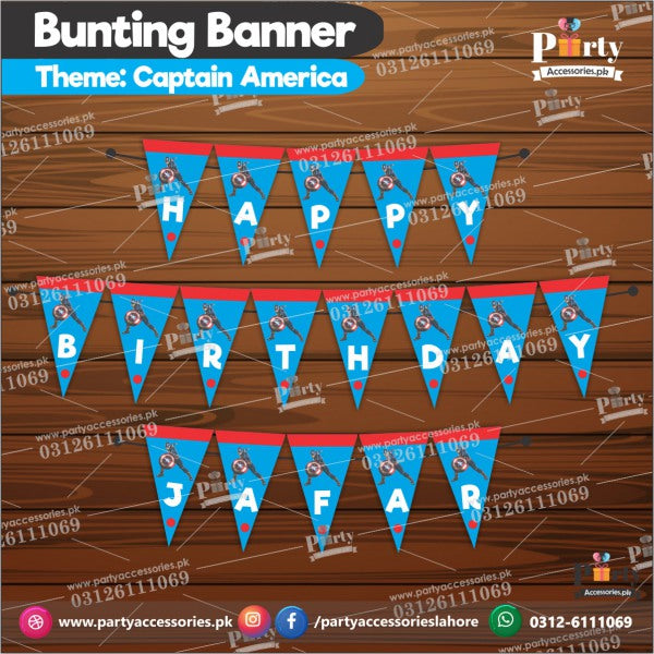 Customized Captain America theme Birthday Bunting Banner for Birthday